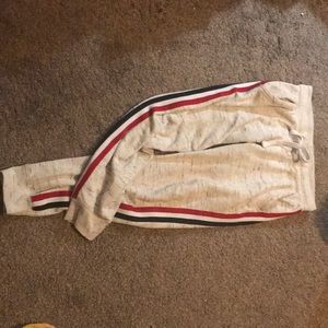 Sweatpants Navy blue white and red stripes side
